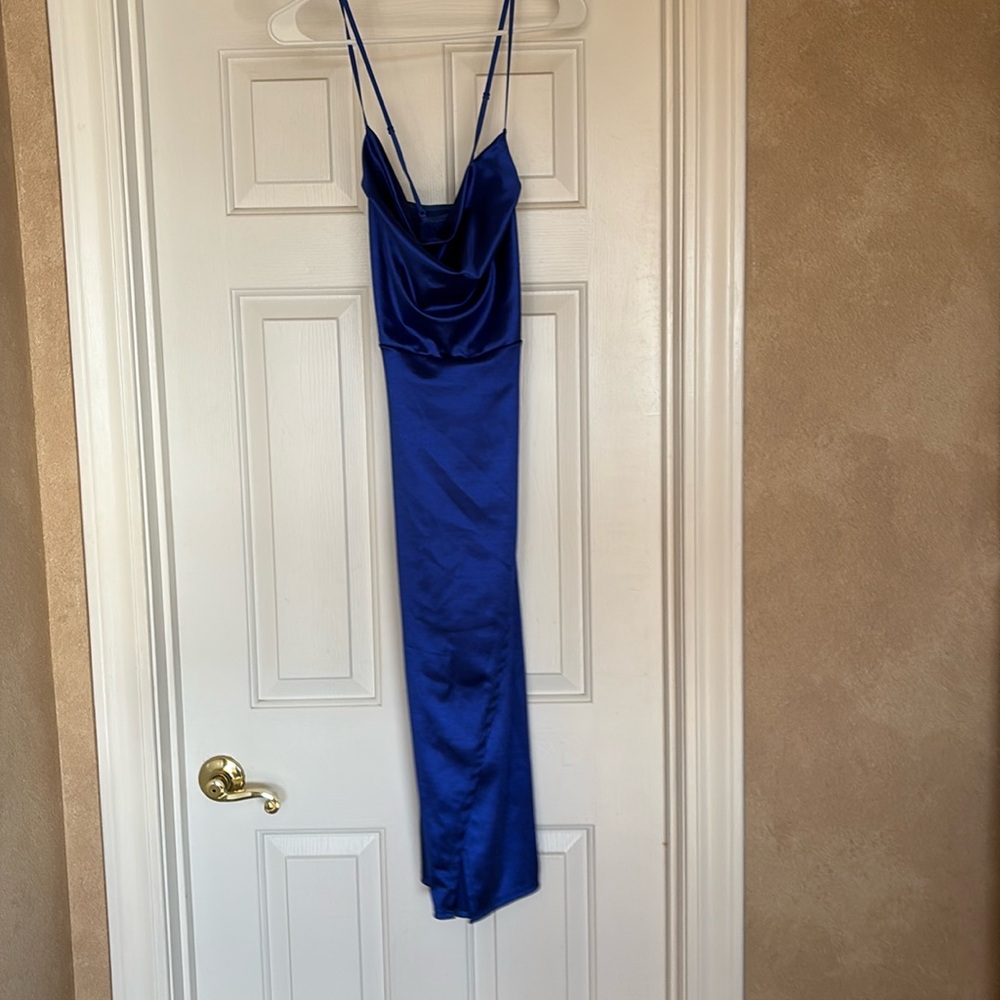 blue slip dress